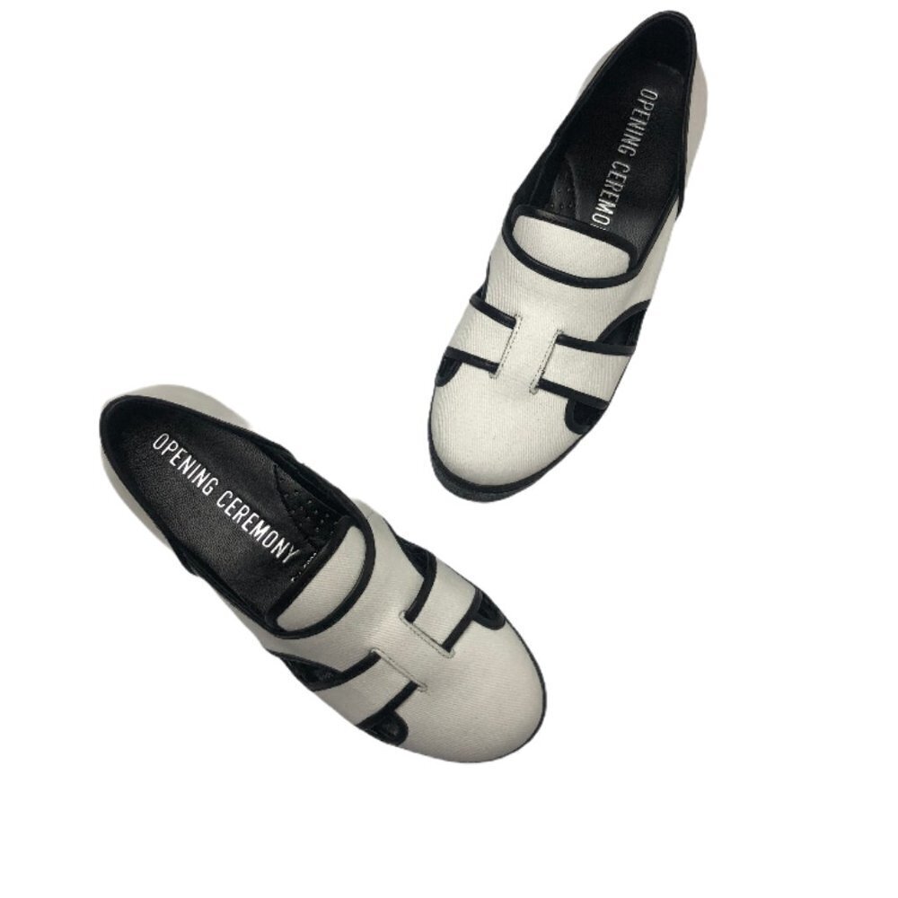 Women's Opening Ceremony Binx White Canvas Slip On Platform Sneakers Siz…